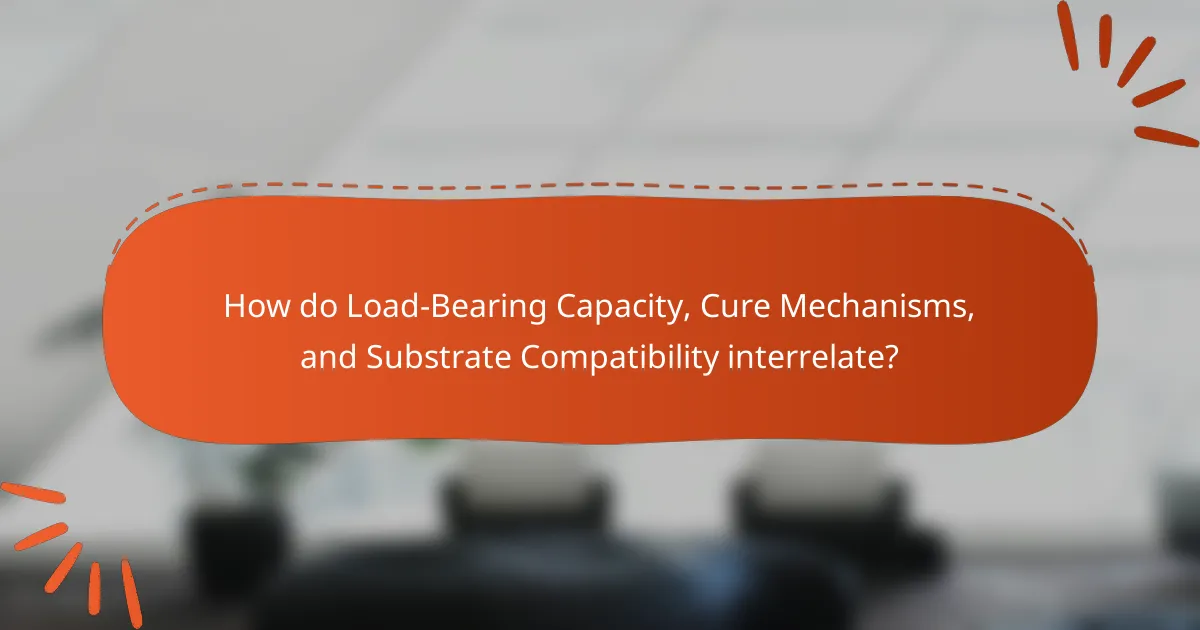 How do Load-Bearing Capacity, Cure Mechanisms, and Substrate Compatibility interrelate?